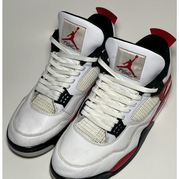Air Jordan 4 Retro White/Fire Red-Black DH6927-161 Men\'s Size 13